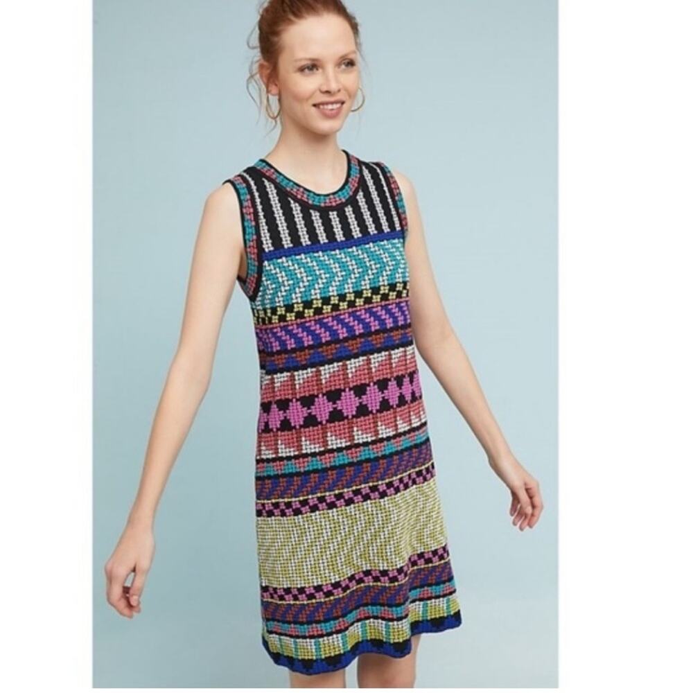 Aldomartins Anthropologie Jackie Knit Sleeveless Dress Scoopneck Multi Large
